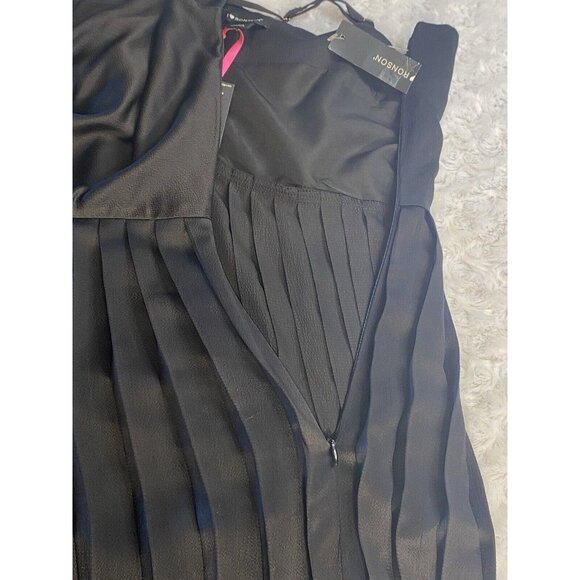I ❤️ Ronson Black Tank Dress Size L Pleated Skirt Adjustable Spaghetti Straps - Picture 7 of 9